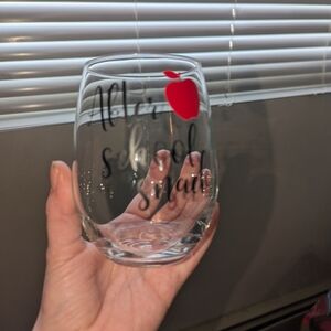 Red Apple Teacher Stemless Wine Glass - 'A+ Teacher' Style